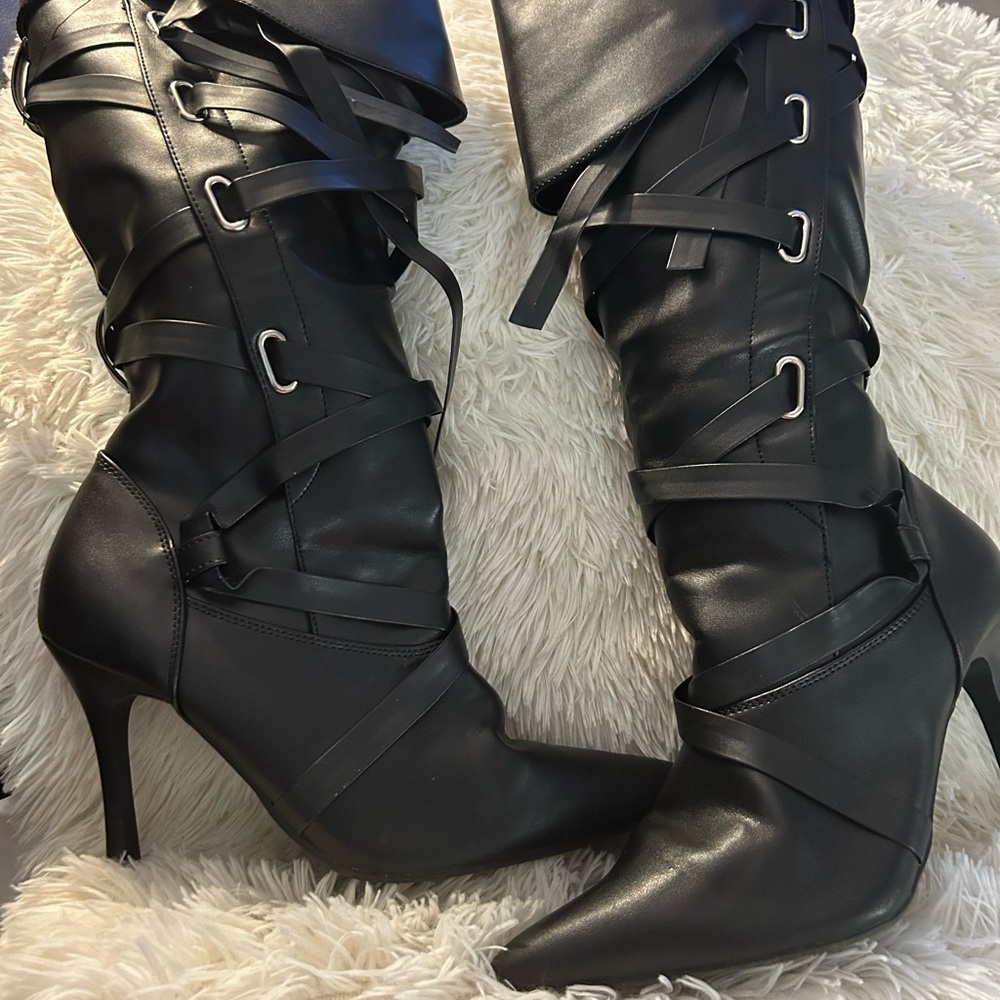 Funtasma Black Strappy Heeled Boots